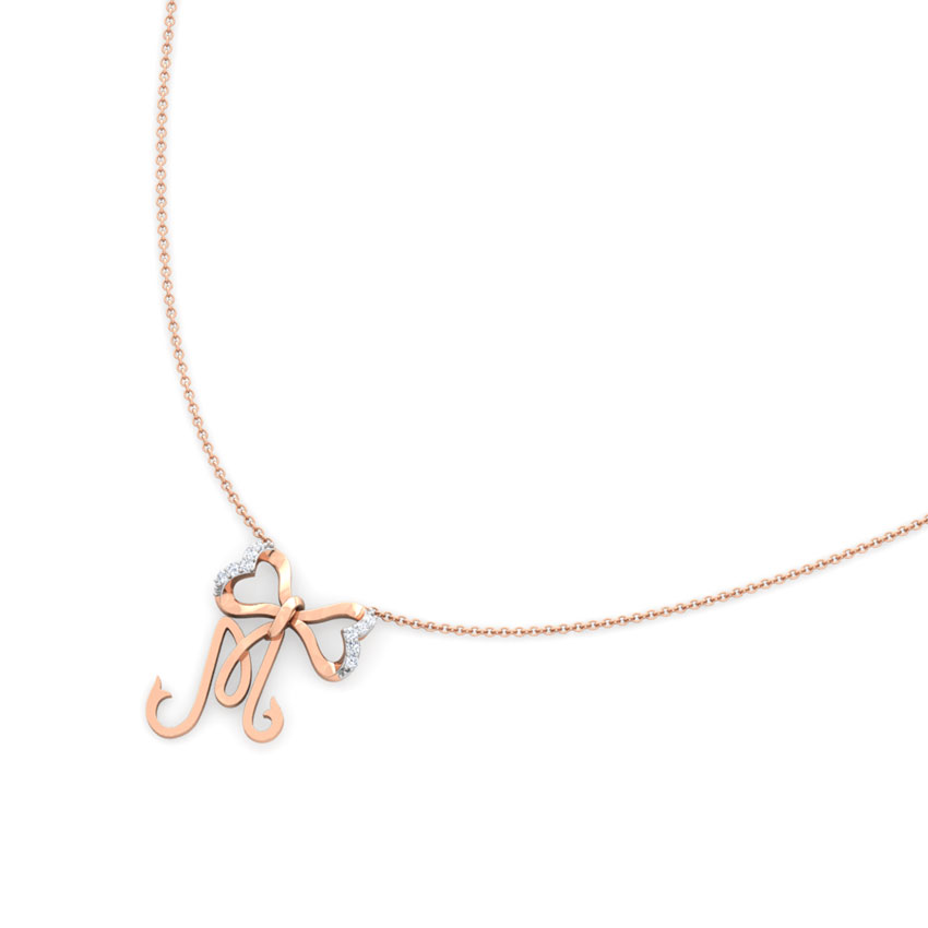 Alphabet M Bow Diamond Necklace