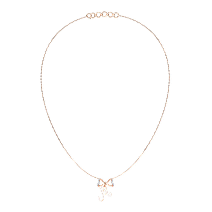 Alphabet M Bow Diamond Necklace