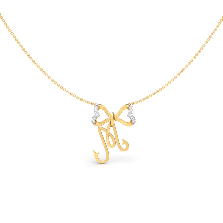 Alphabet M Bow Necklace