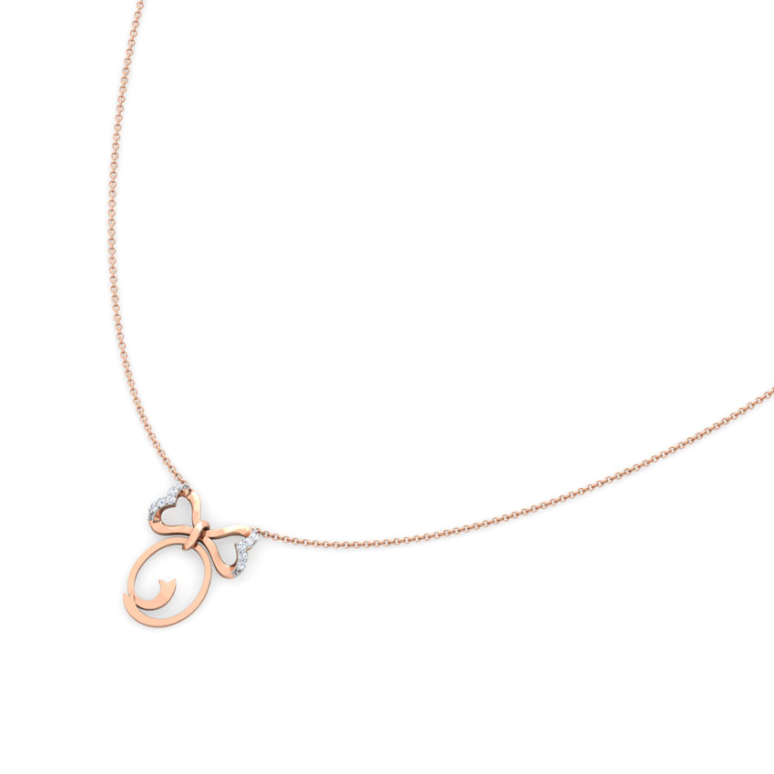Alphabet O Bow Diamond Necklace Alphabet O Bow Diamond Necklace