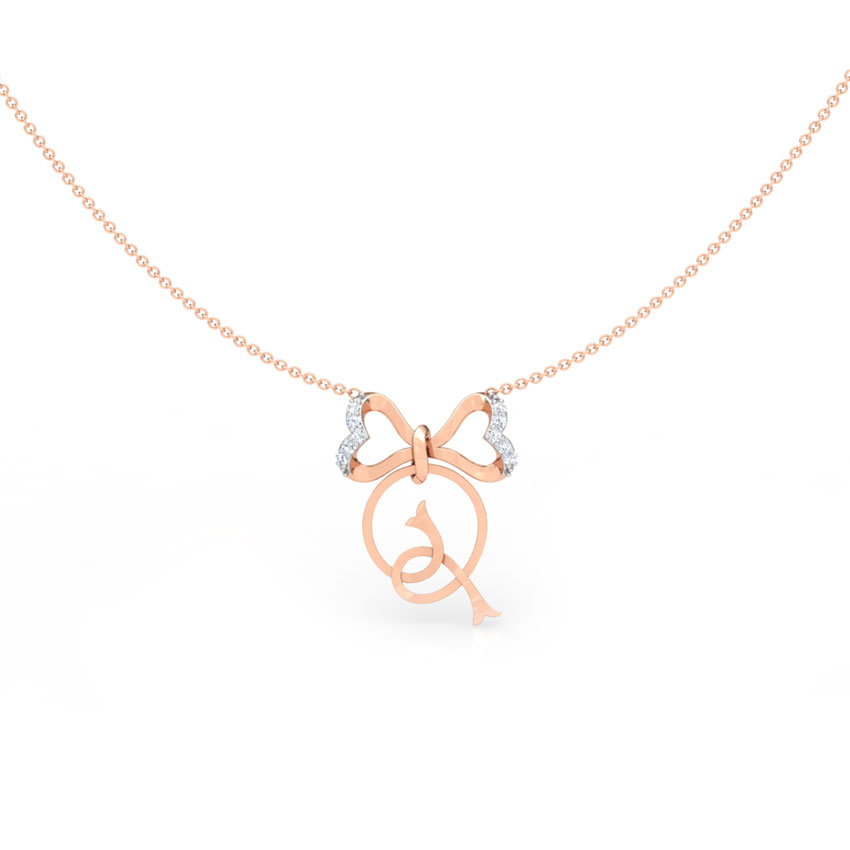 Alphabet Q Bow Necklace
