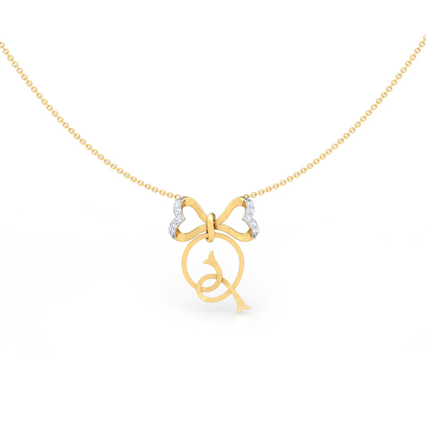 Alphabet Q Bow Necklace