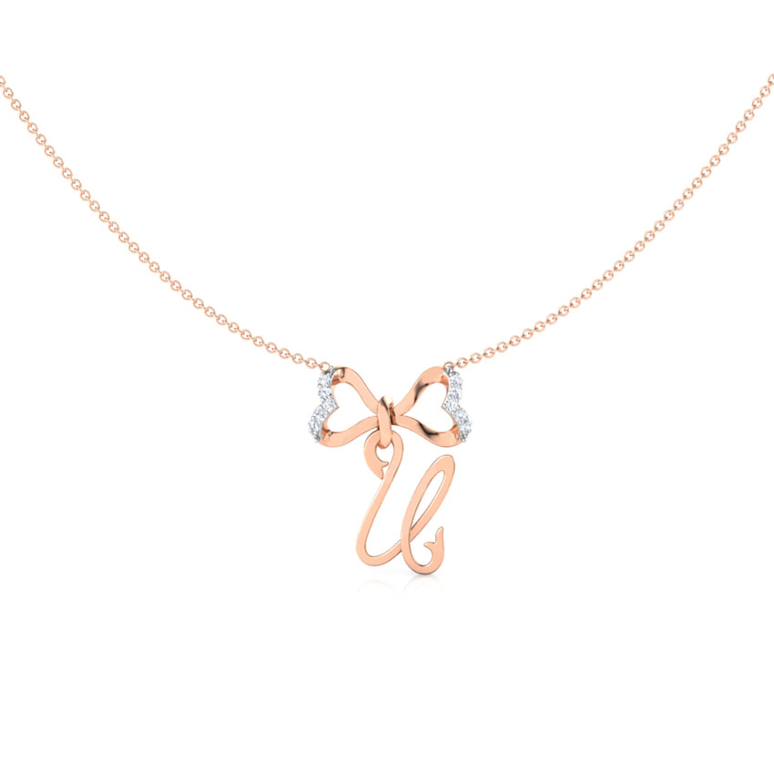 Alphabet U Bow Necklace