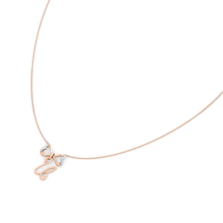 Alphabet U Bow Diamond Necklace Alphabet U Bow Diamond Necklace