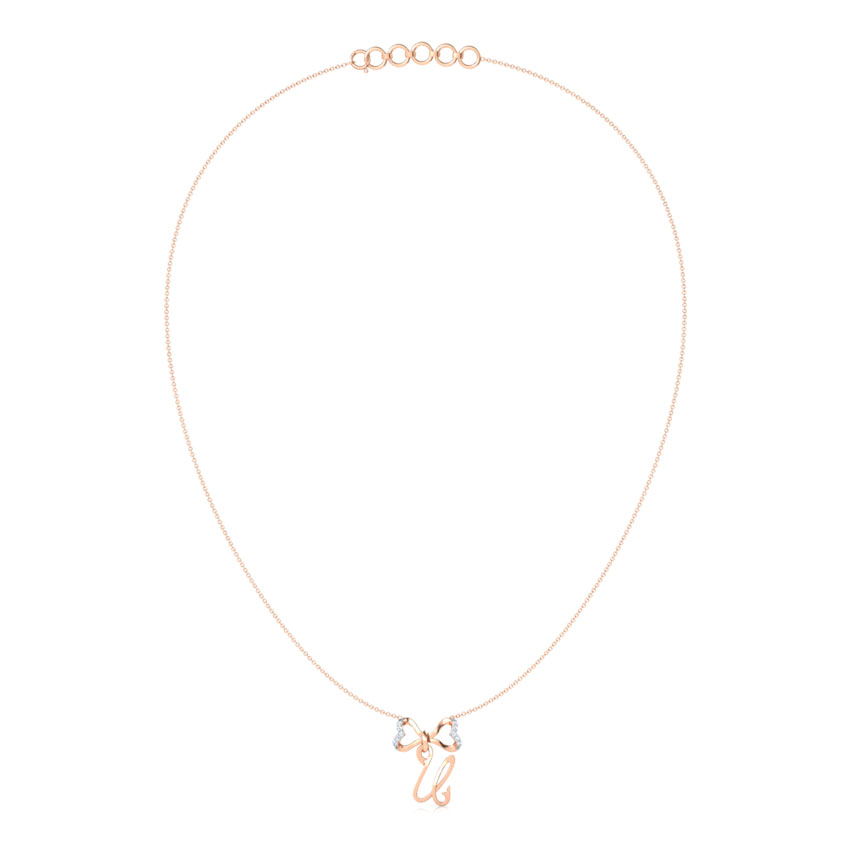 Alphabet U Bow Diamond Necklace Alphabet U Bow Diamond Necklace