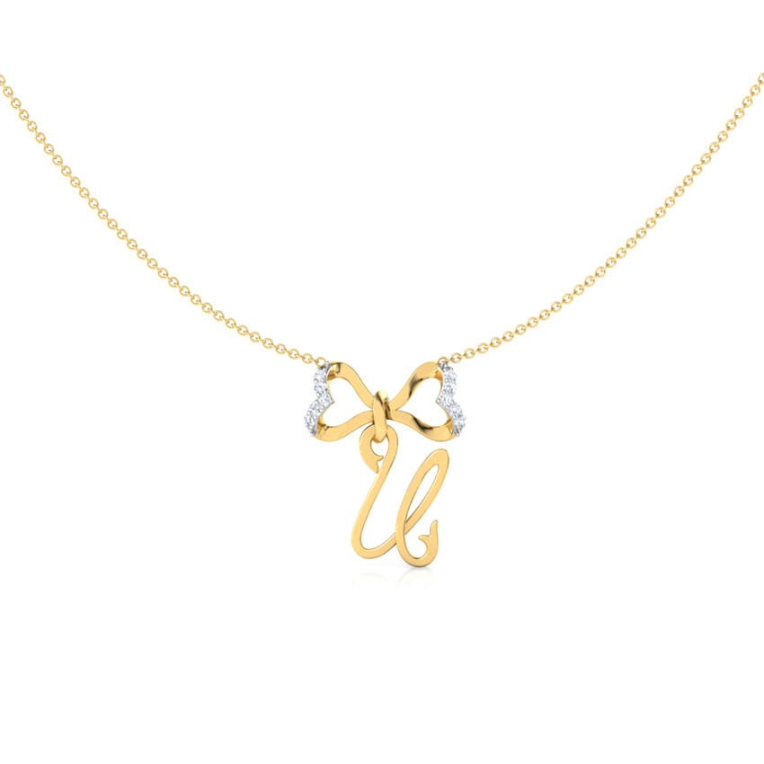Alphabet U Bow Diamond Necklace Alphabet U Bow Diamond Necklace