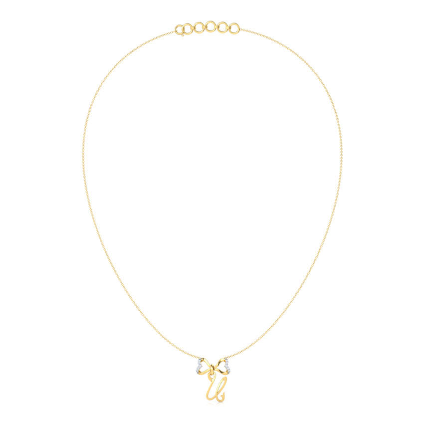 Alphabet U Bow Diamond Necklace Alphabet U Bow Diamond Necklace