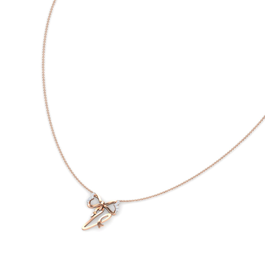Alphabet V Bow Diamond Necklace Alphabet V Bow Diamond Necklace