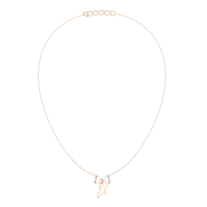 Alphabet V Bow Diamond Necklace Alphabet V Bow Diamond Necklace