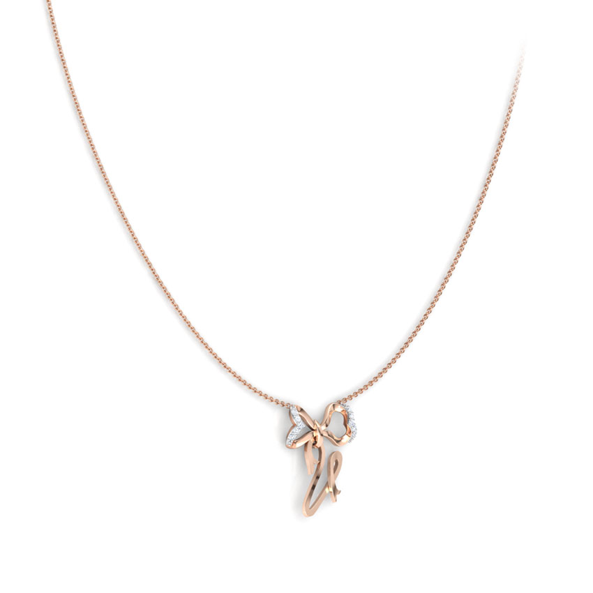 Alphabet V Bow Diamond Necklace Alphabet V Bow Diamond Necklace