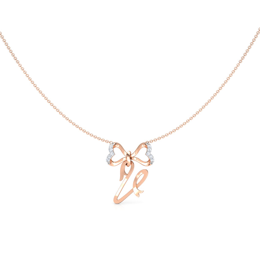 Alphabet V Bow Diamond Necklace Alphabet V Bow Diamond Necklace