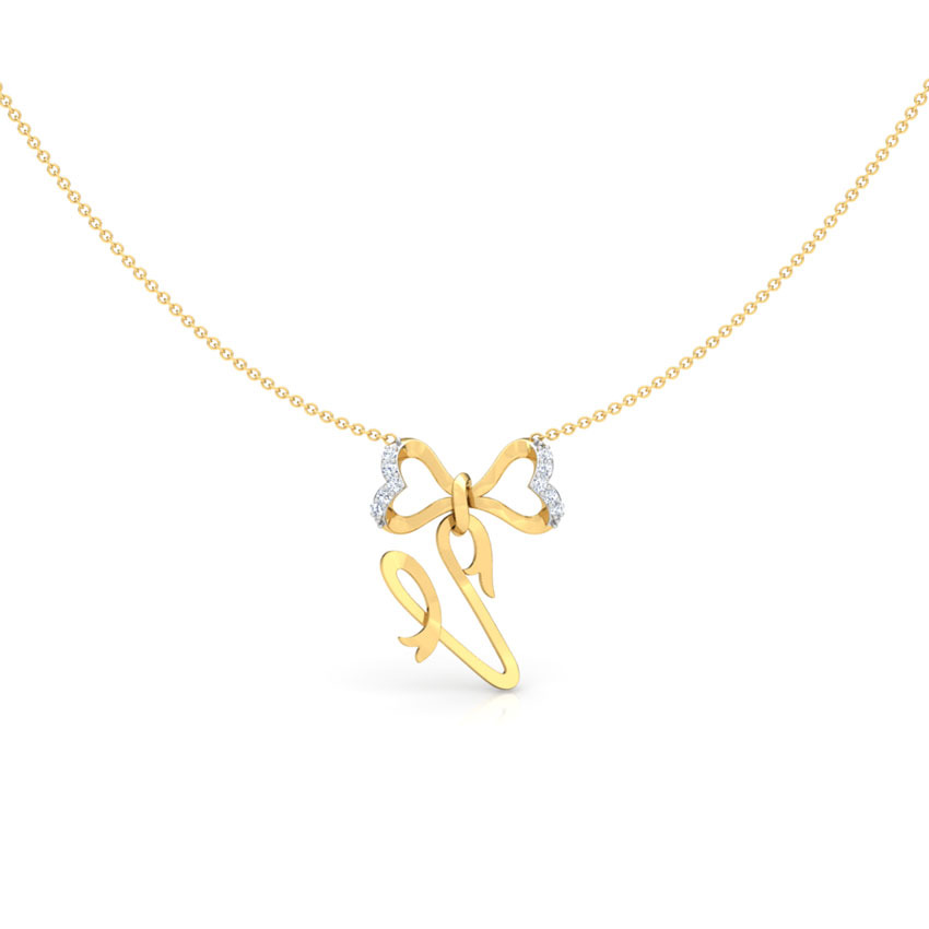 Alphabet V Bow Necklace