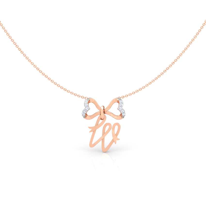 Alphabet W Bow Necklace
