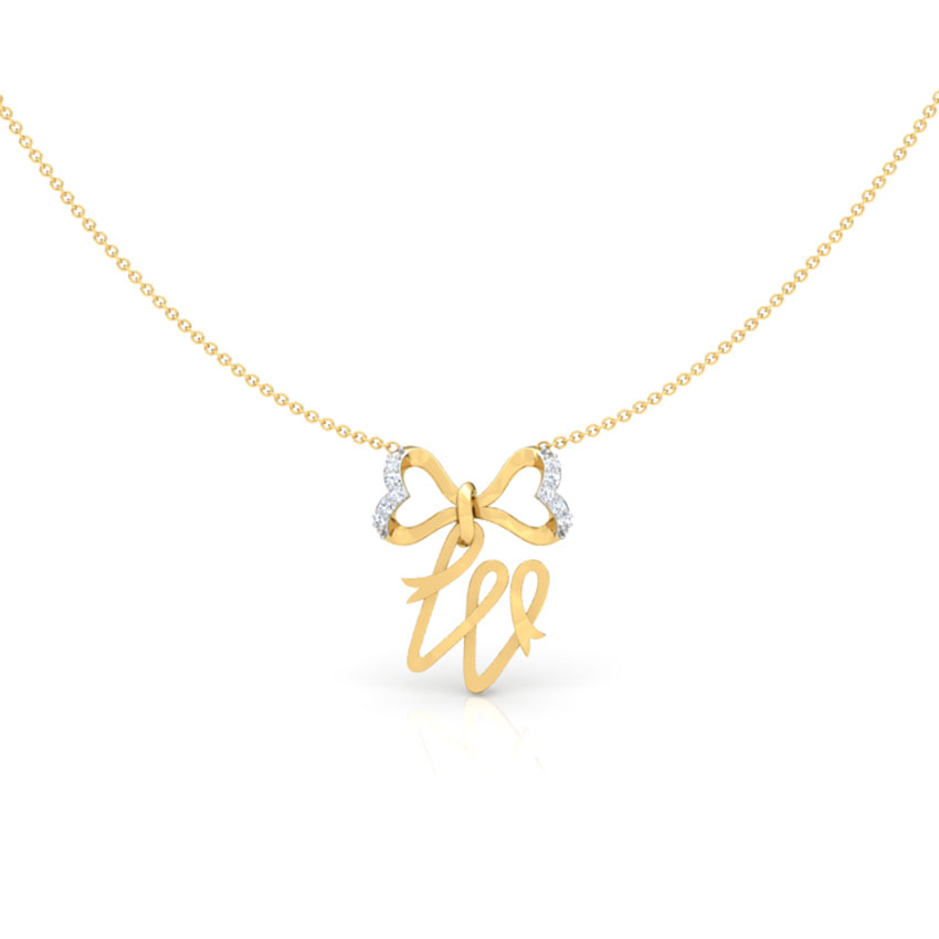 Alphabet W Bow Necklace
