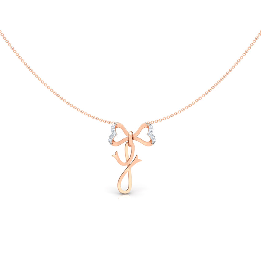 Diamond Necklaces 18 Karat Rose Gold Alphabet Y Bow Diamond Necklace