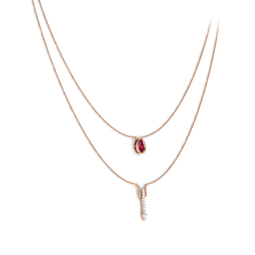 Pear and Arrow Multi Layer Gemstone Necklace