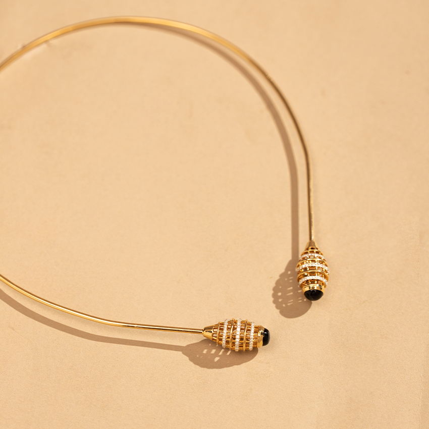 Diamond,Gemstone Necklaces 18 Karat Yellow Gold Eros Minaret Choker Gemstone Necklace
