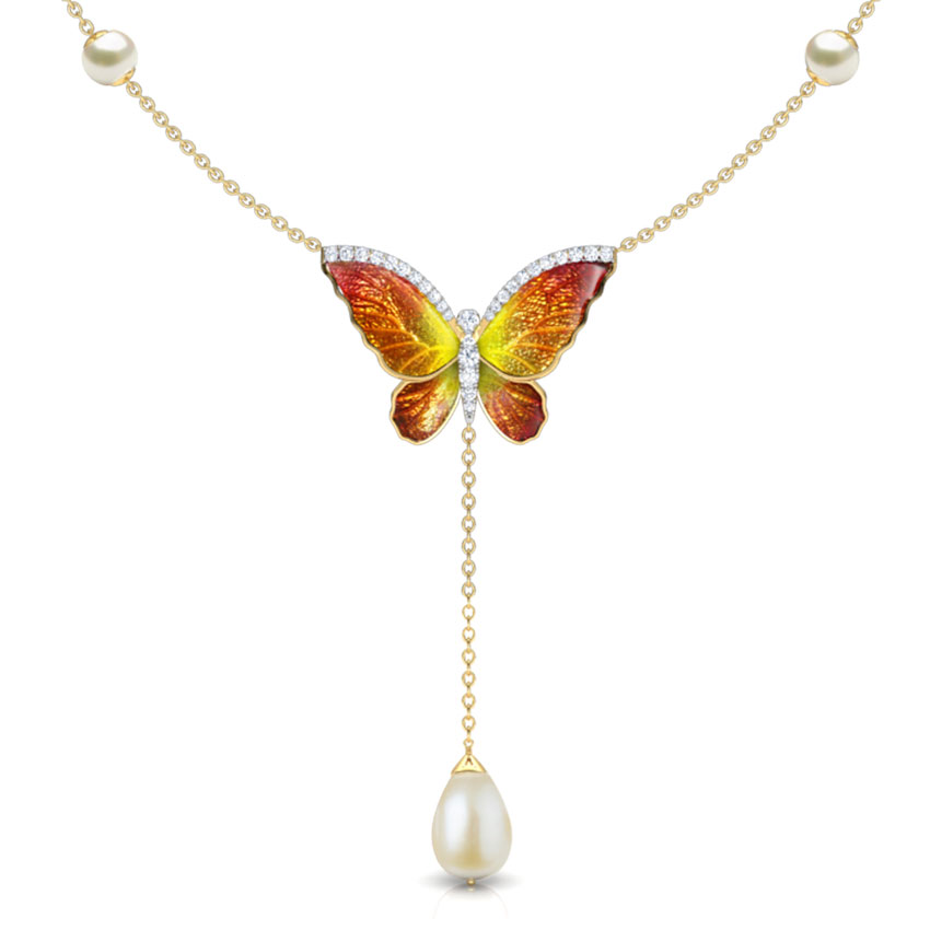 Flared Orange Butterfly Necklace