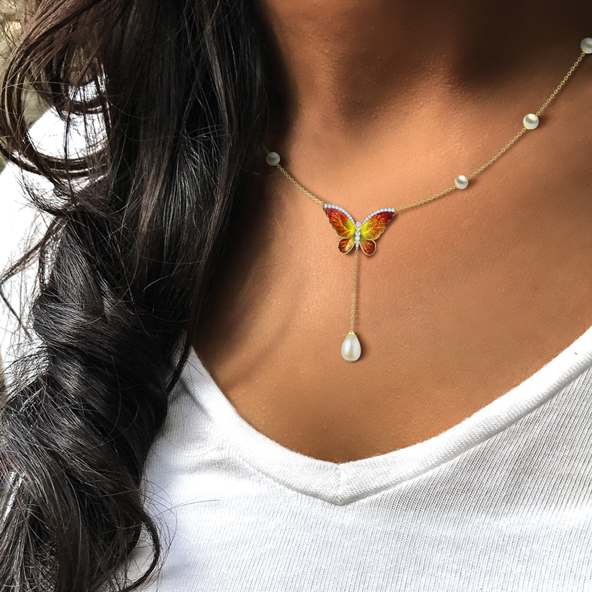 Flared Orange Butterfly Necklace Flared Orange Butterfly Necklace