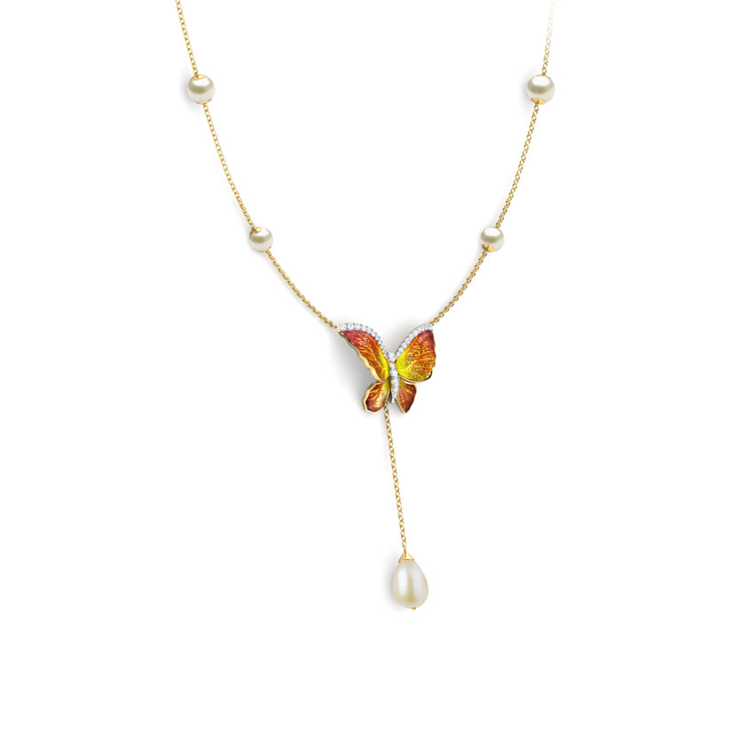 Flared Orange Butterfly Necklace Flared Orange Butterfly Necklace