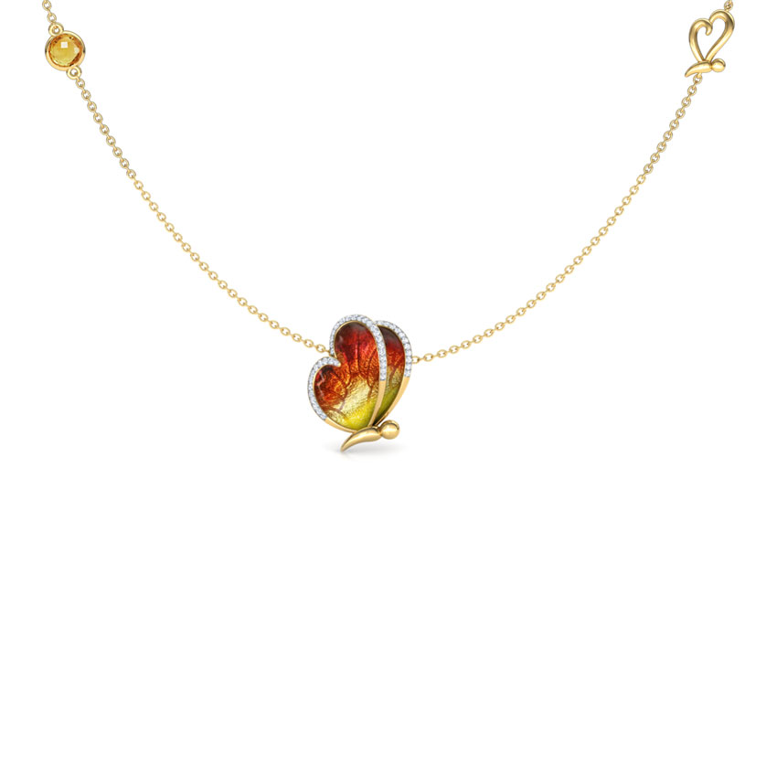 Flap Orange Butterfly Necklace