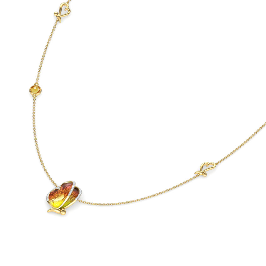 Flap Orange Butterfly Gemstone Necklace Flap Orange Butterfly Gemstone Necklace