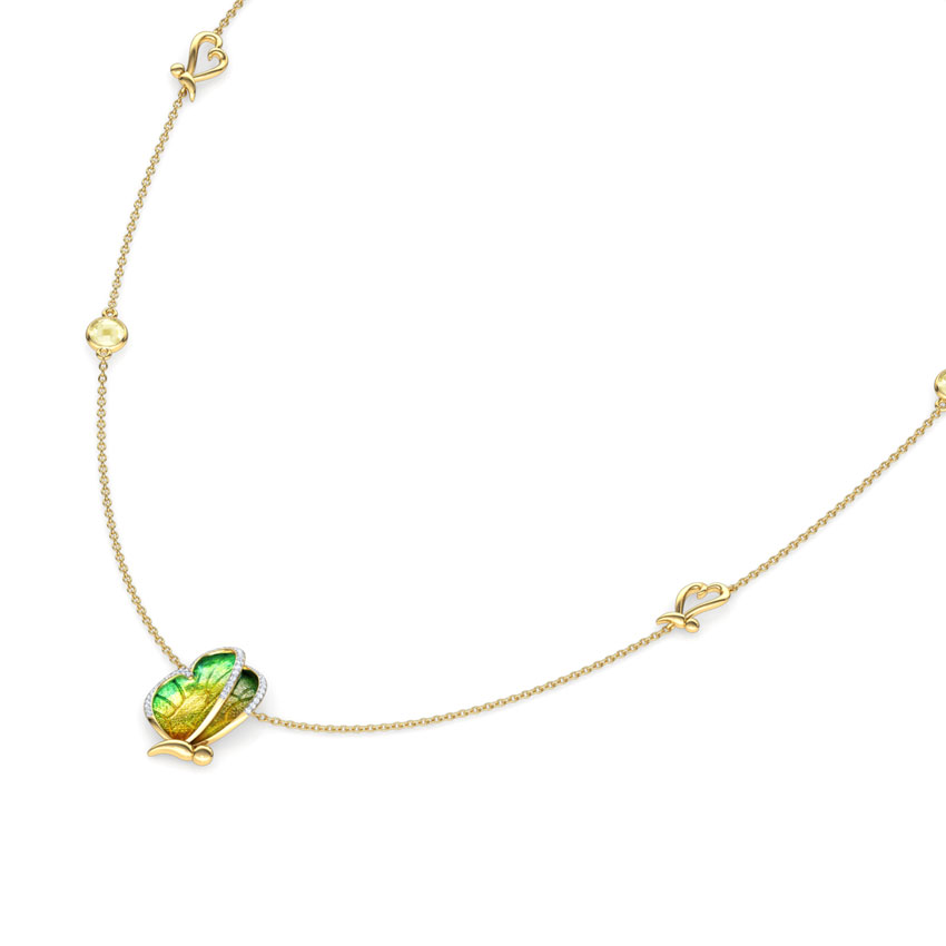 Flap Green Butterfly Gemstone Necklace