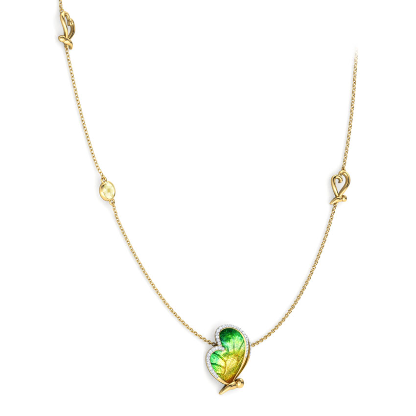 Flap Green Butterfly Gemstone Necklace