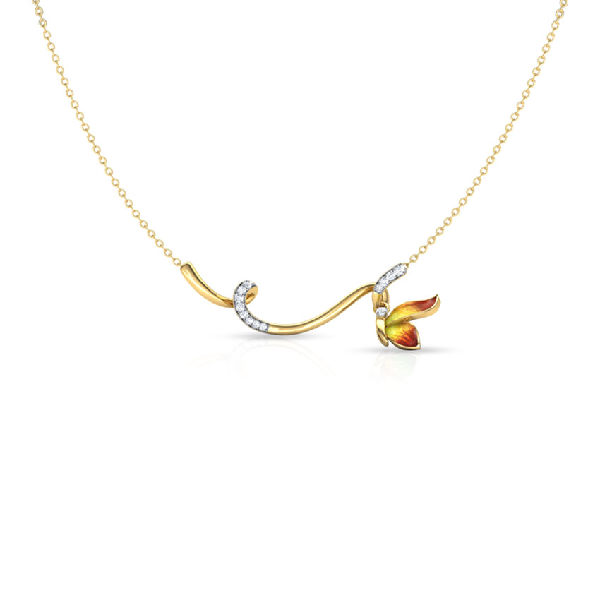 Tendril Orange Butterfly Necklace