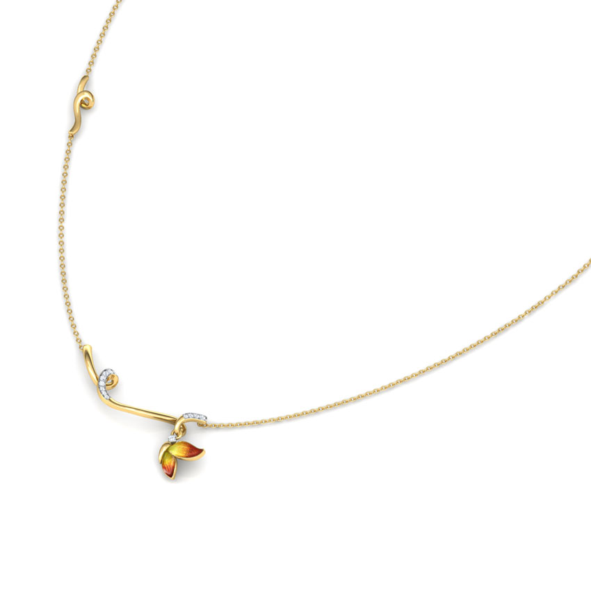 Tendril Orange Butterfly Diamond Necklace