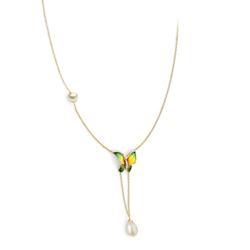 V-Drop Green Butterfly Gemstone Necklace V-Drop Green Butterfly Gemstone Necklace