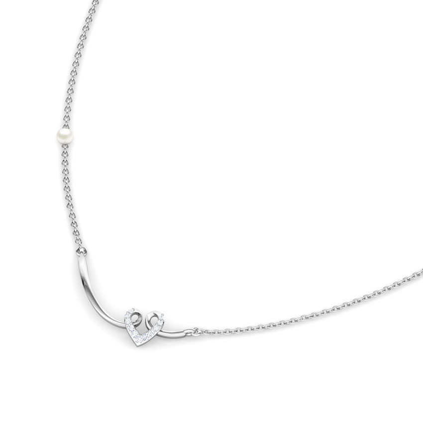 Looped Diamond Heart Bar Necklace Looped Diamond Heart Bar Necklace