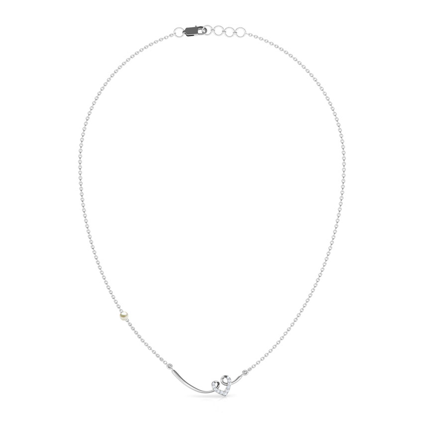 Looped Diamond Heart Bar Necklace Looped Diamond Heart Bar Necklace