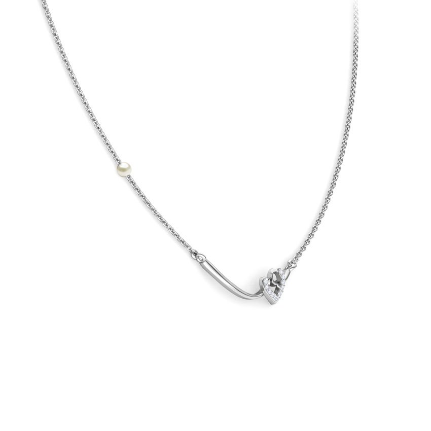Looped Diamond Heart Bar Necklace Looped Diamond Heart Bar Necklace