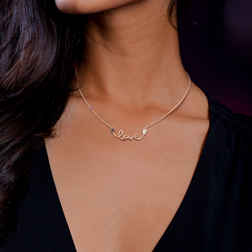 Cursive Love Bar Necklace