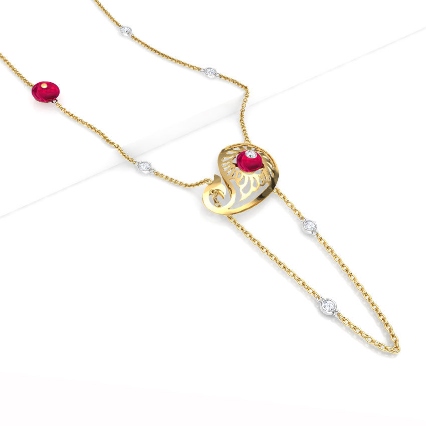 Diamond,Gemstone Necklaces 18 Karat Yellow Gold Charming Paisley Gemstone Necklace