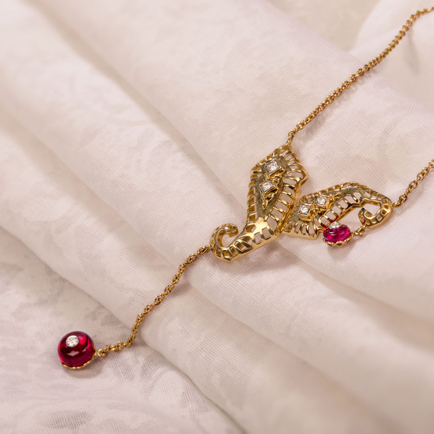 Structured Paisley Gemstone Necklace