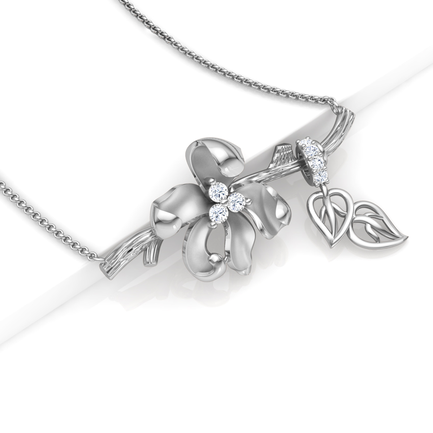 Diamond Necklaces 18 Karat White Gold Iris Floret Diamond Necklace