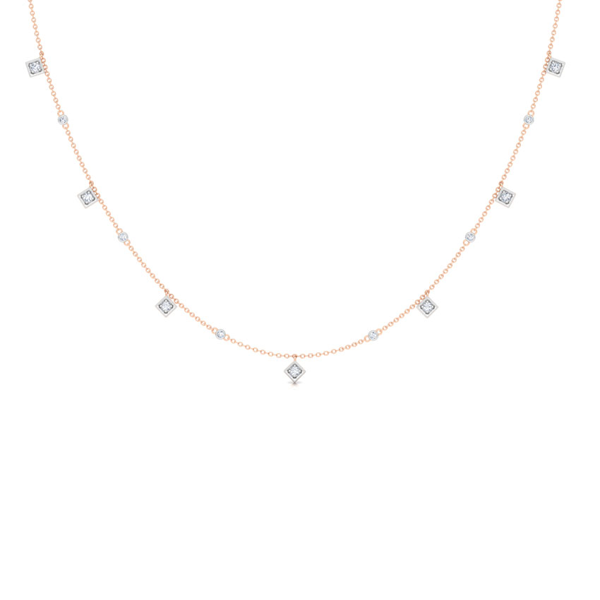Diamond Necklaces 18 Karat Rose Gold Quad Fine Line Diamond Necklace