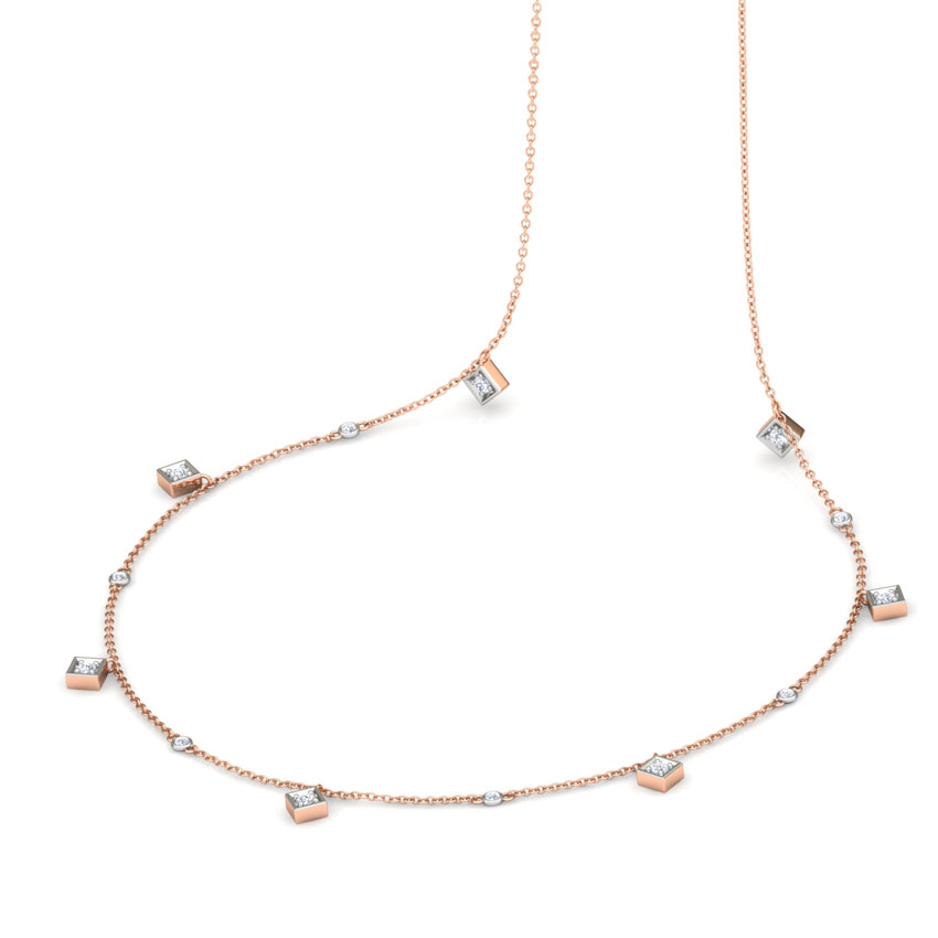 Diamond Necklaces 18 Karat Rose Gold Quad Fine Line Diamond Necklace
