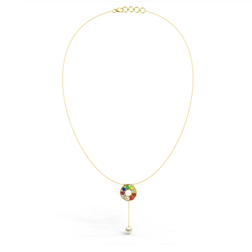 Halo Navratna Gemstone Necklace