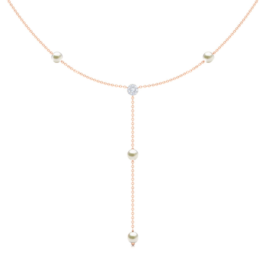 Diamond,Gemstone Necklaces 18 Karat Rose Gold Lariat Pearl Necklace