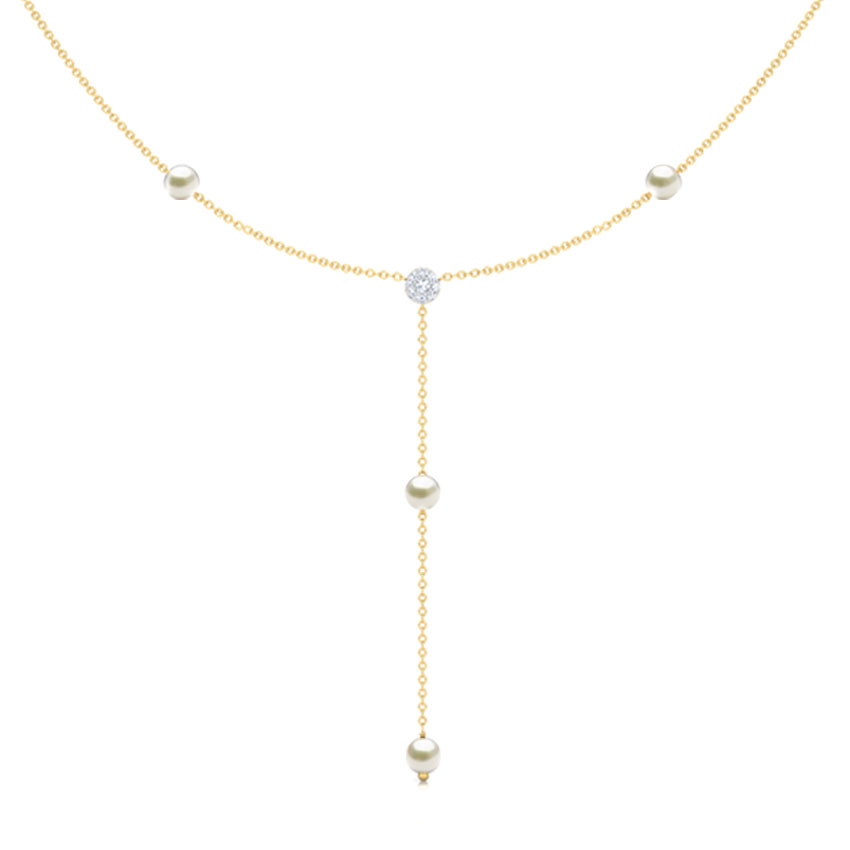 Cluster and Pearls Lariat Necklace