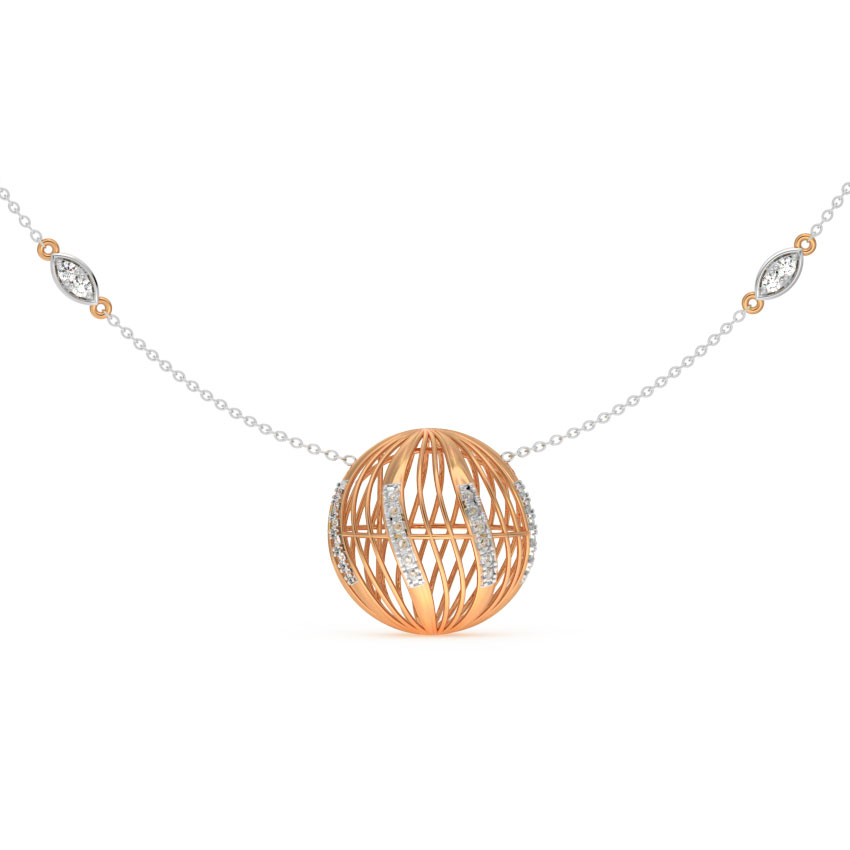 Diamond Necklaces 18 Karat Two Tone Gold Orb Mesh Diamond Necklace