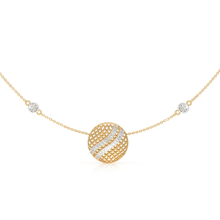 Diamond Necklaces 18 Karat Yellow Gold Checkered Mesh Diamond Necklace