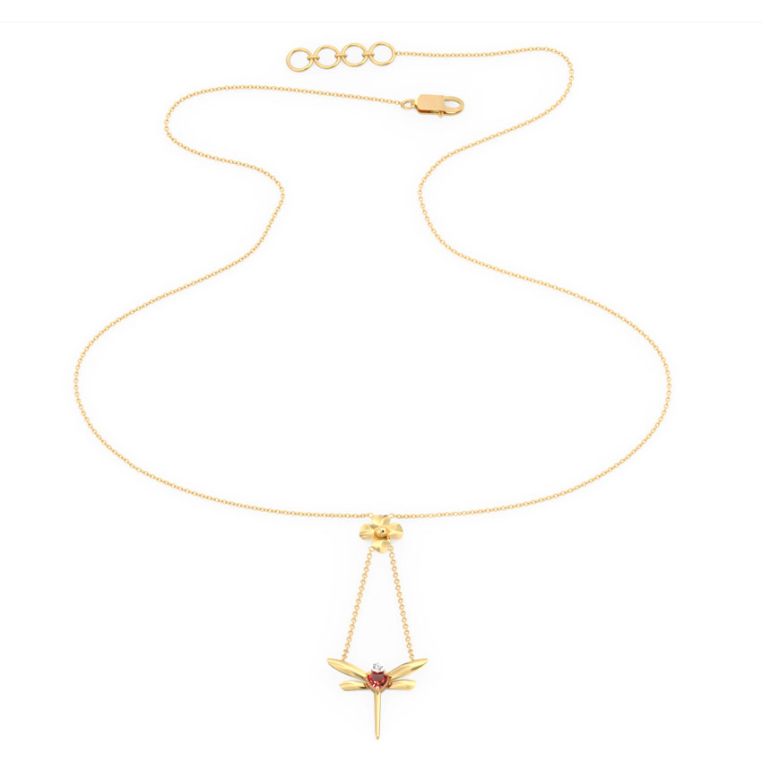 Dragonfly Lariat Gemstone Necklace