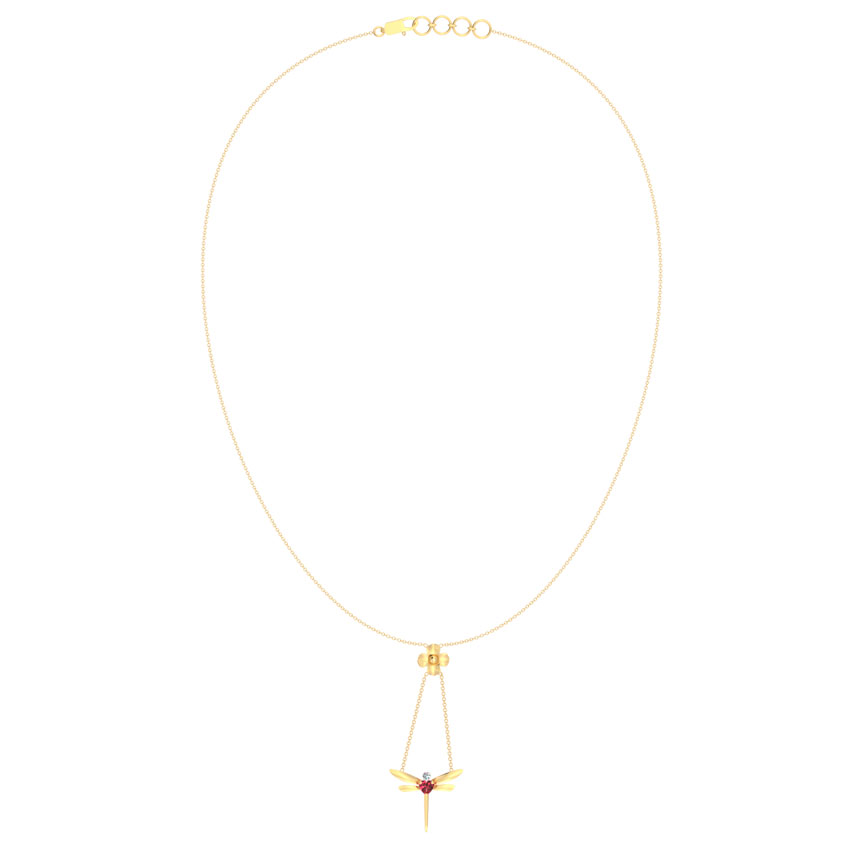 Dragonfly Lariat Gemstone Necklace