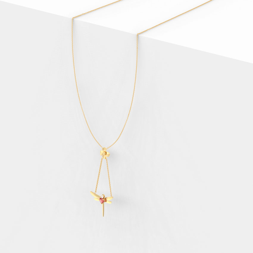 Dragonfly Lariat Gemstone Necklace