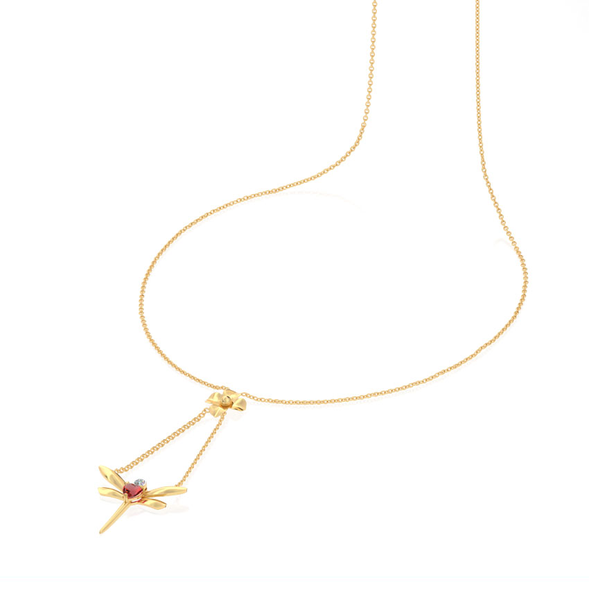 Dragonfly Lariat Gemstone Necklace