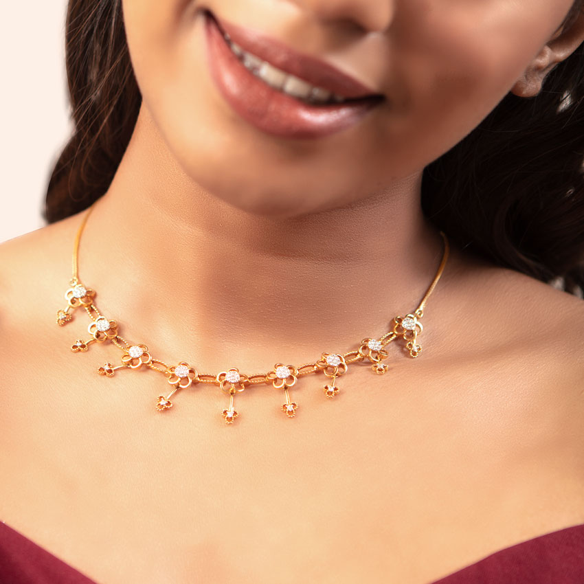 Pretty Floral Diamond Necklace